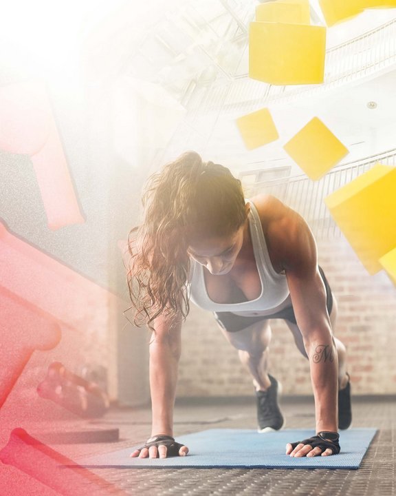 Sporty woman on a gym mat